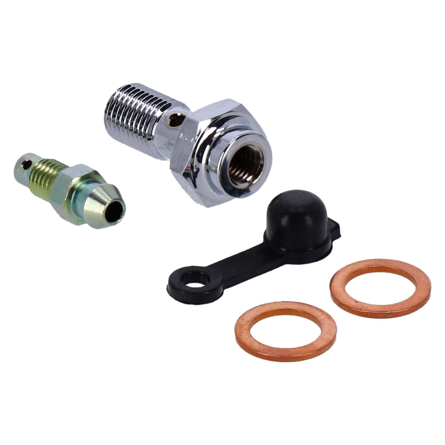 Goodridge, 3/8-24 banjo bolt w/bleed nipple, Chrome