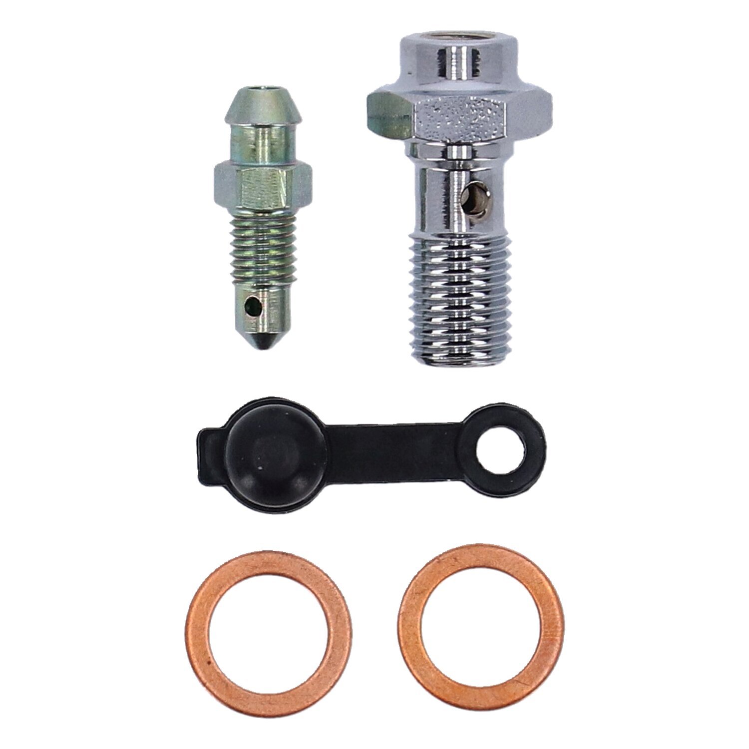 Goodridge, 3/8-24 banjo bolt w/bleed nipple, Chrome
