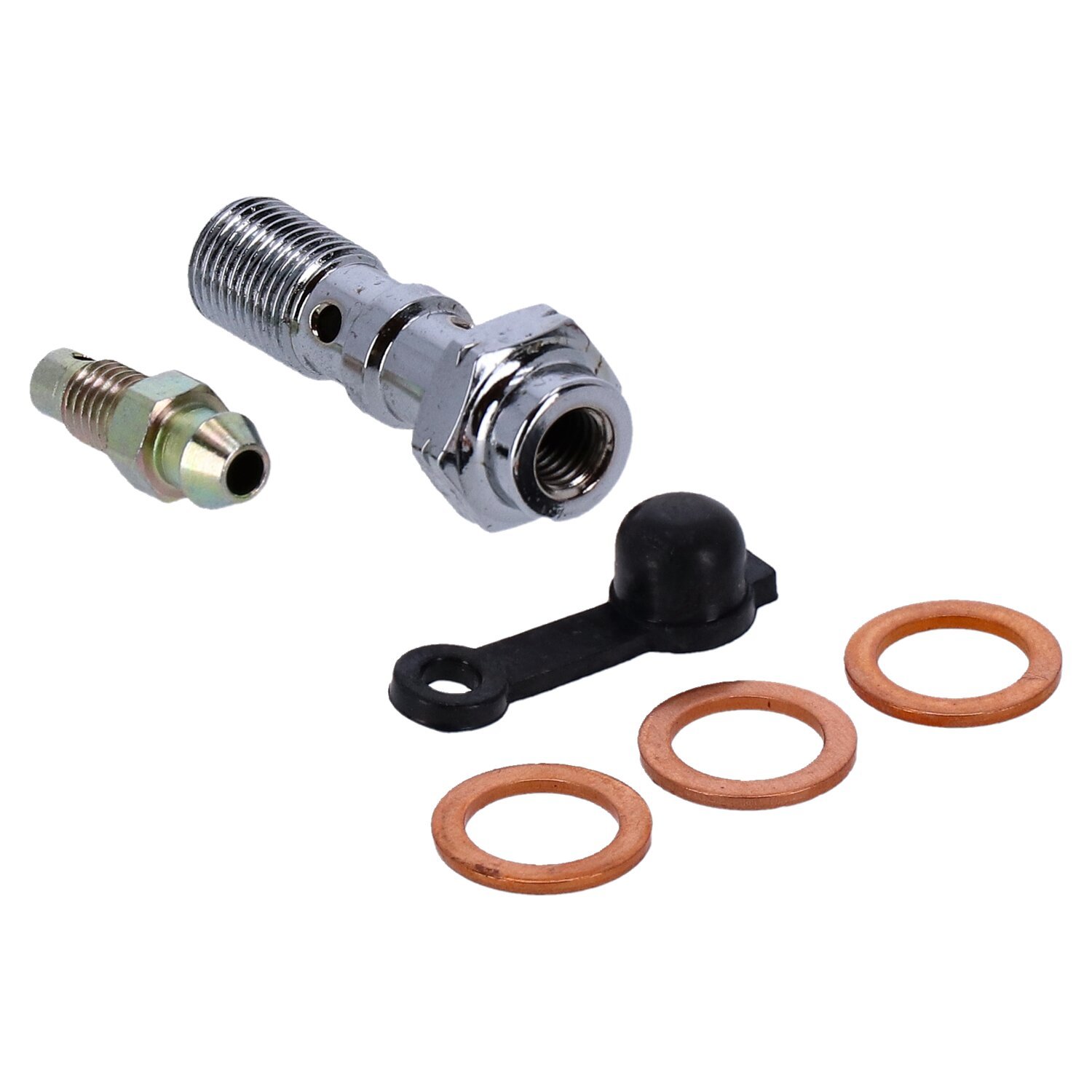 Goodridge, M10 x 1.00 double banjo bolt with bleed nipple, Chrome