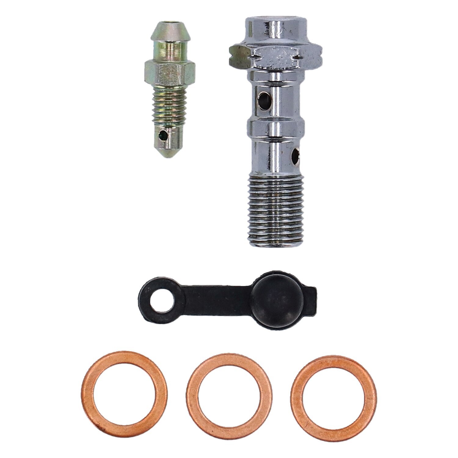 Goodridge, M10 x 1.00 double banjo bolt with bleed nipple, Chrome