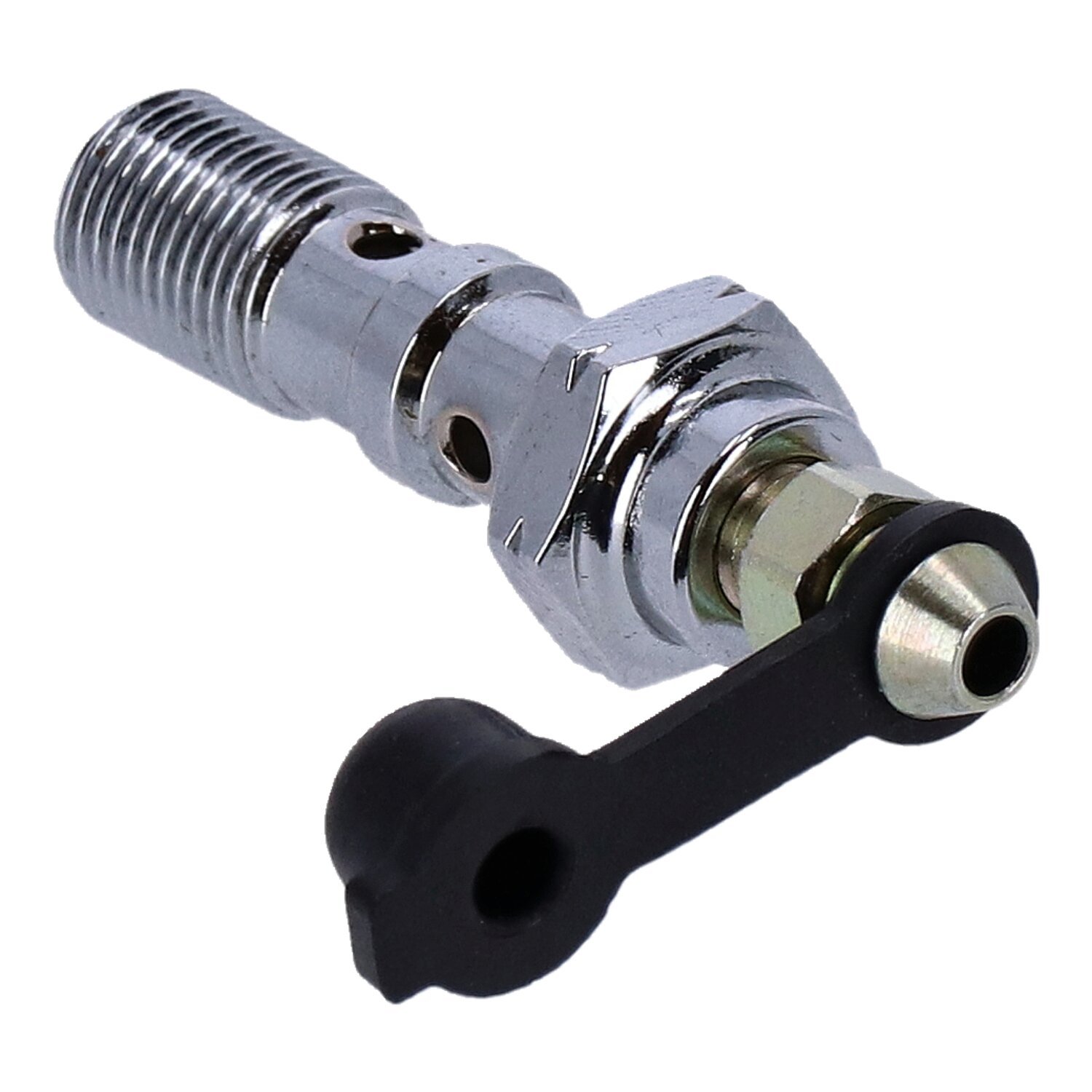 Goodridge, M10 x 1.00 double banjo bolt with bleed nipple, Chrome