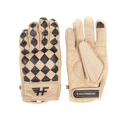 The Holy Freedom Bullit 2021 glove is a nice cafe racer style glove with improved fitting, padded comfort liner, perforation for cooling and velcro closure strap with micro injection logo and a new logo on the wrist. It is made from full grain leather with internal contoured reinforcements for knuckles and fingers. The glove has a CE EN13594 homologation. This is a specialised standard for assessing the level of protection provided by a glove during a potential accident while motorcycle riding.