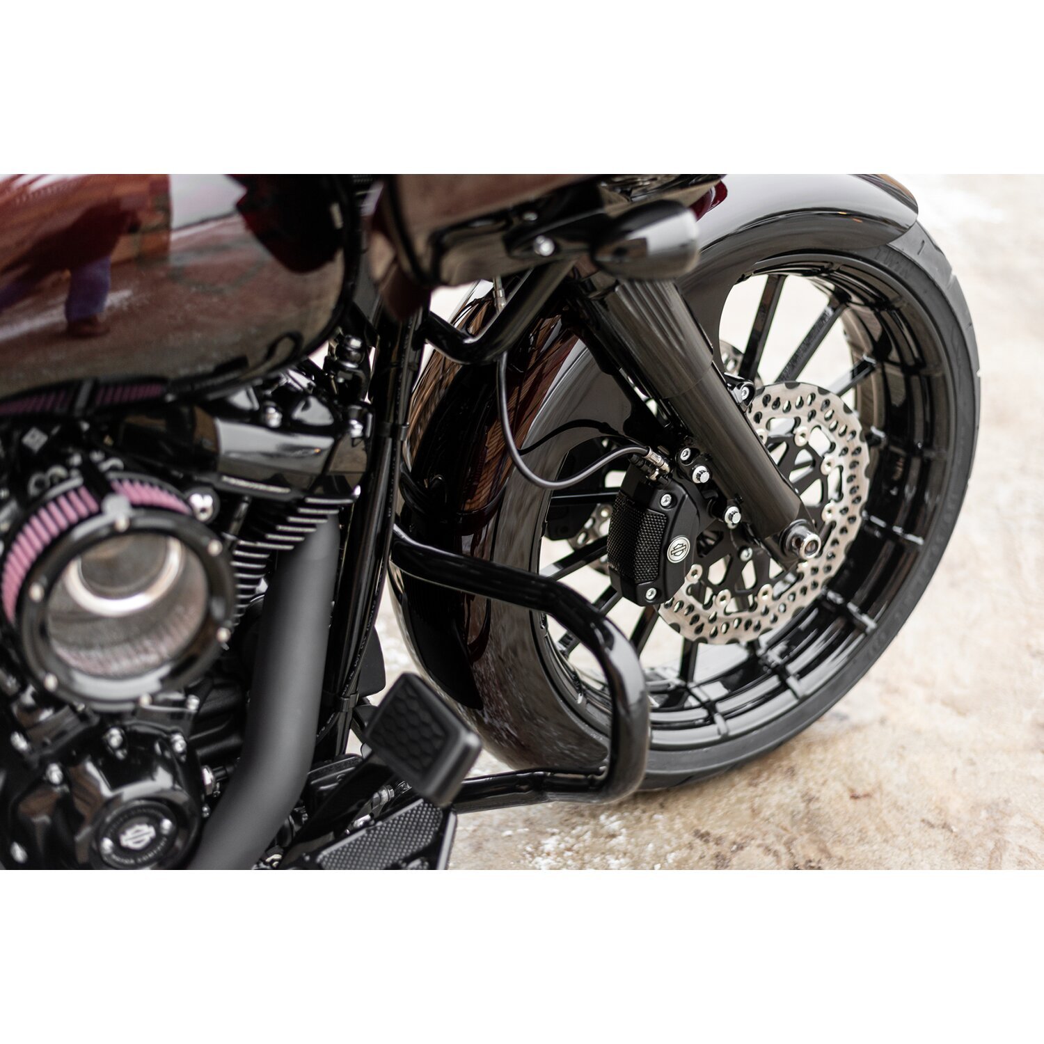 Killer Custom, 'Wrapper' front fender, 21 x 5.50 fat wheels, Black, Gloss