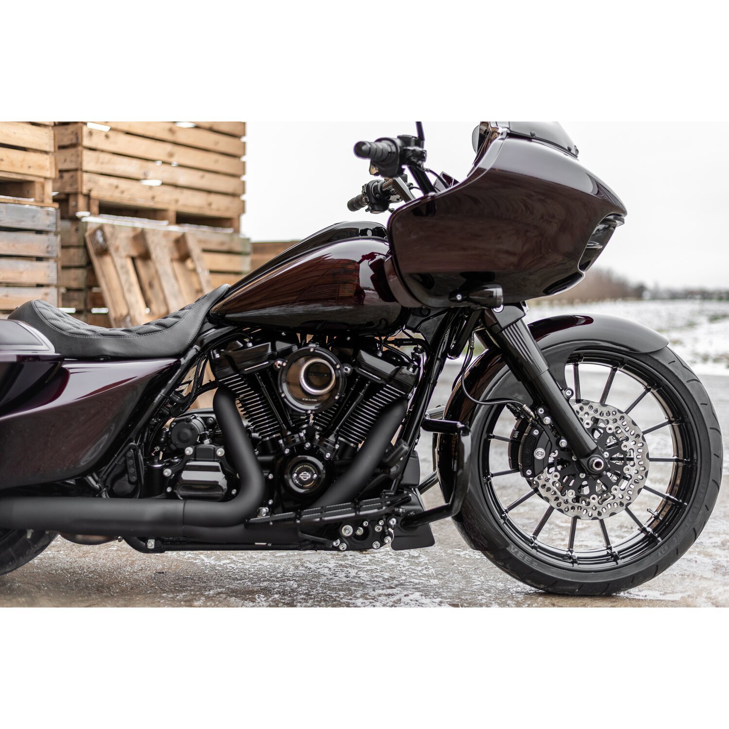 Killer Custom, 'Wrapper' front fender, 18 x 5.50 fat wheels, Black, Gloss