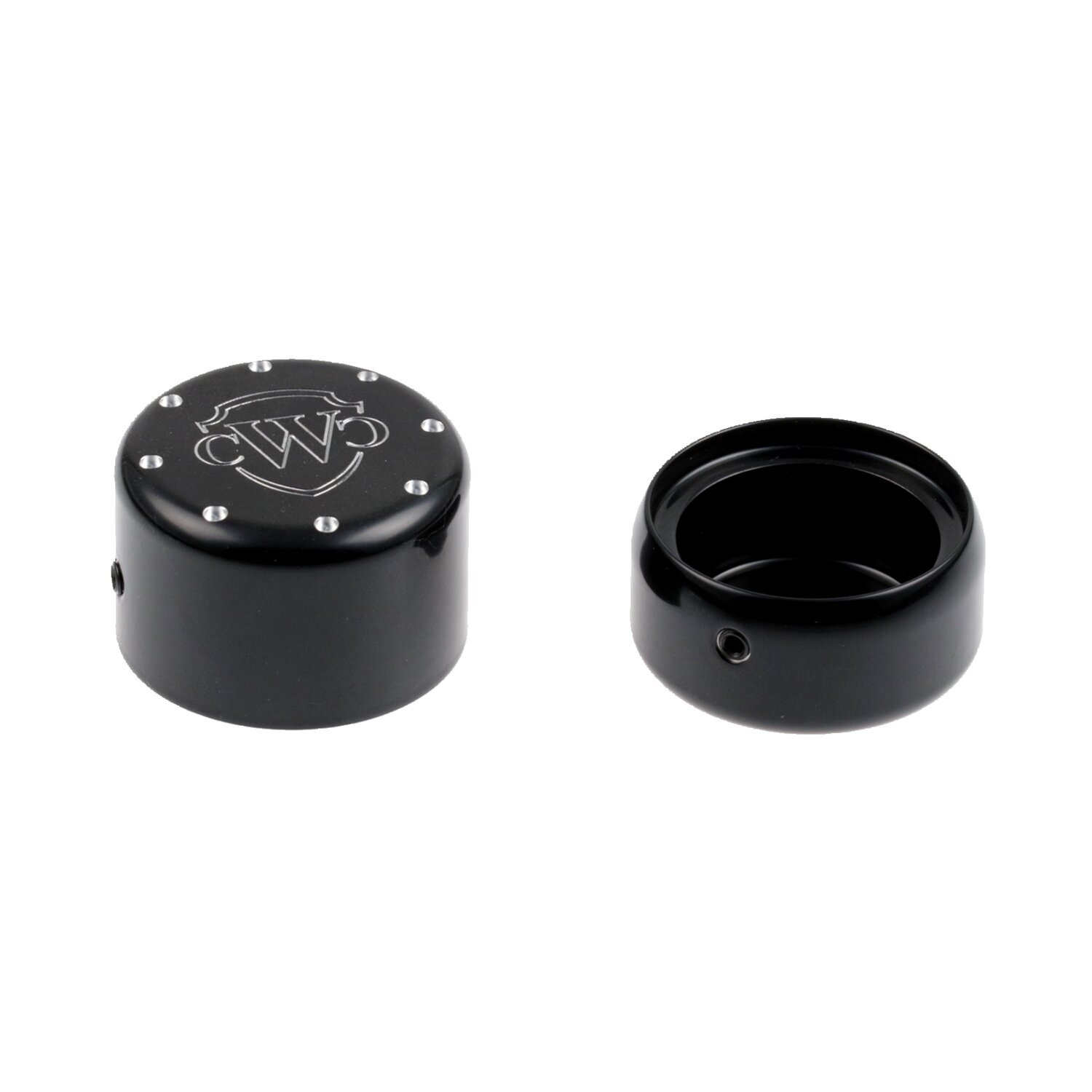 Cult-Werk, rear wheel axle cover kit, Logo, Black, Gloss