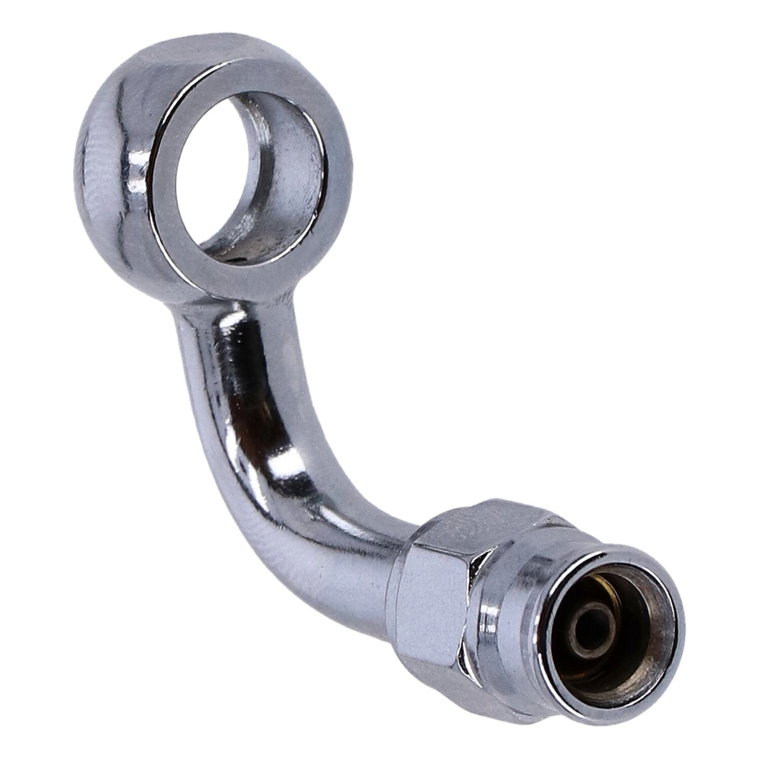 Goodridge, 3/8" (10mm) banjo fitting 90 degree bend, Chrome