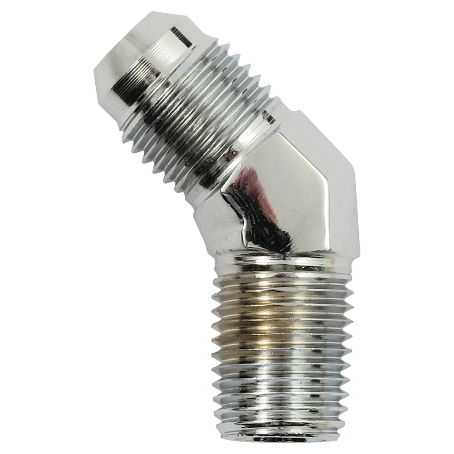 Goodridge, -6 JIC oil line fitting, 1/4". 45, Chrome