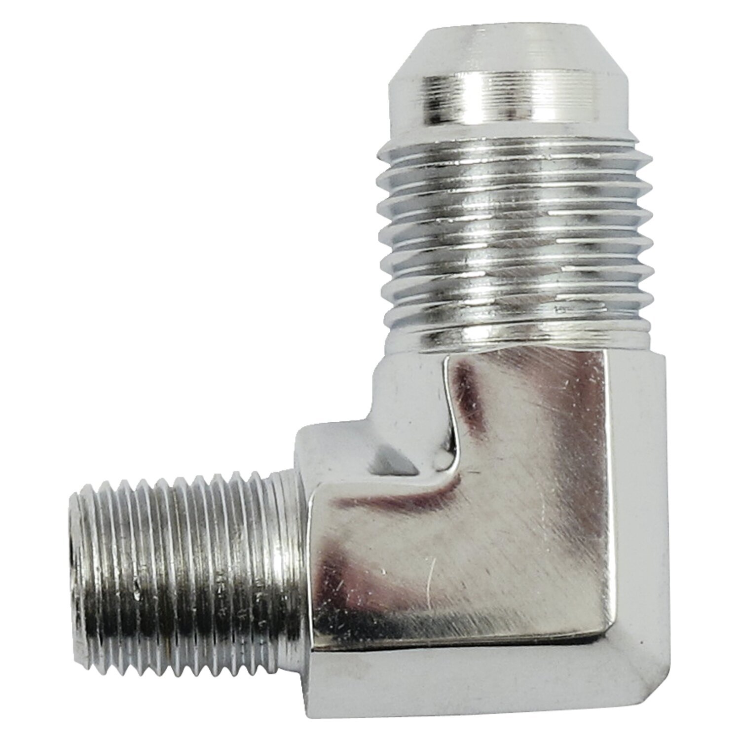 Goodridge, -6 JIC oil line fitting, 1/8". 90, Chrome