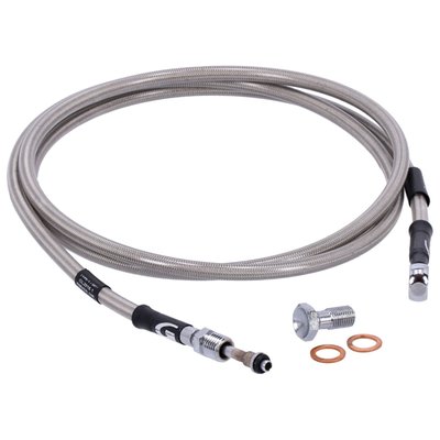 Pre-assembled clear coated stainless braided hose with chrome fittings. High quality clutch lines with excellent pressure resistancy. Can be used with H-D or custom aftermarket hydraulic clutch conversion kits. Fits 7/16-20 threaded transmission end covers. Comes with 10mm banjo for the master cylinder. 
Note: Will not fit late models with Assist & Slip clutch. 
This comes with approval
Note: Check your local MCS dealer or the MCS sales department for exact type of approval and validity on bike model and years on the test report.