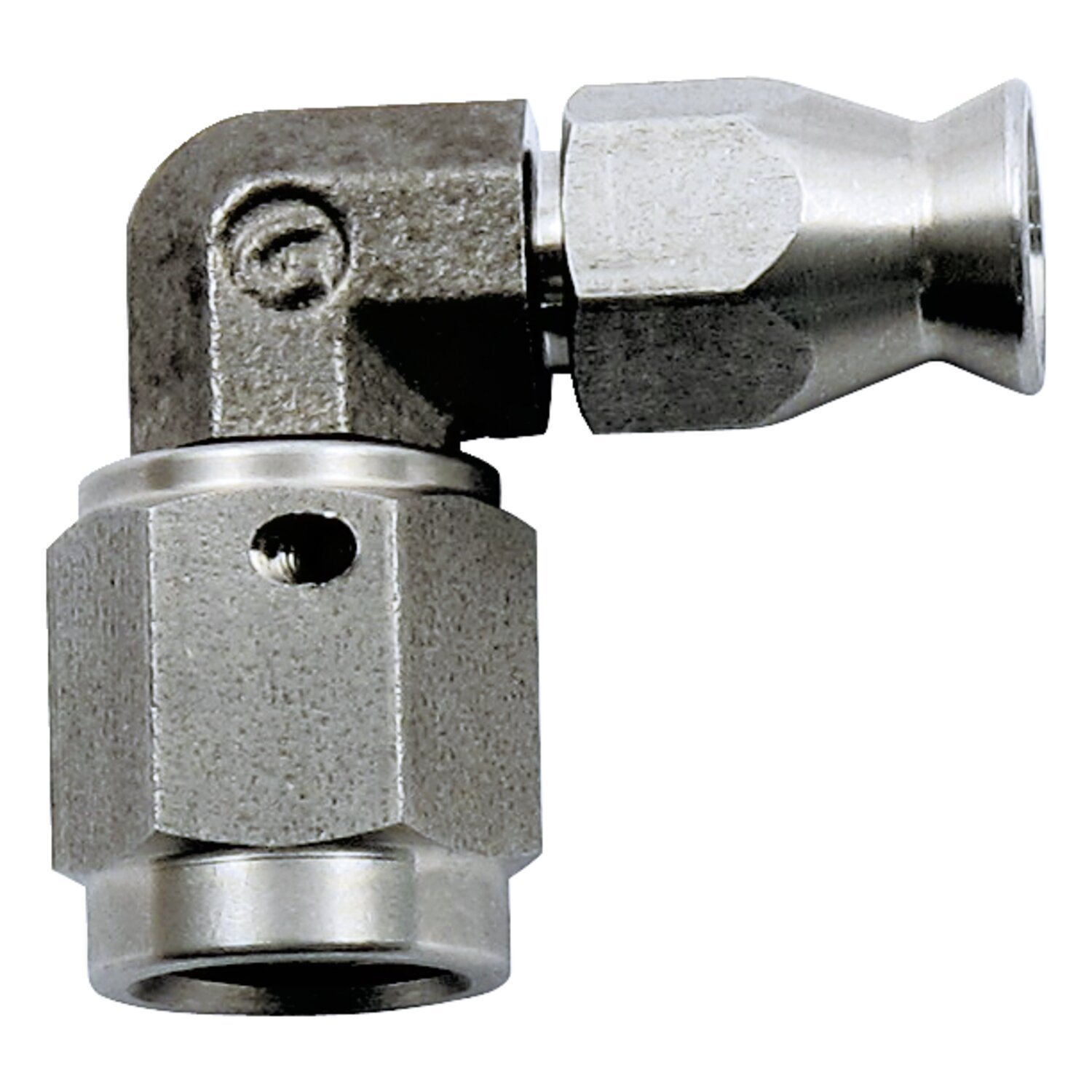 Goodridge hose end 90 degrees. Stainless