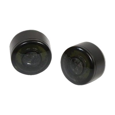 Smoke lens. Miniature lights with 2 super bright SMD LEDs and a smoke ECE approved lenses. Plastic construction with a black anodized aluminum ring that fits over the body. Dimensions: 22mm diameter x 12mm deep. The threaded bolt on the rear is M8 x 12mm. Yellow wire = turn signal, white wire = position light, black wire = ground. 

Note: Installs in a 8mm mount hole. Alternatively Apollo lights can be flush-installed in a 20mm diameter hole, when the aluminum 'body ring' is removed, so just the lens is visible. 
Note: An optional steel housing, for more installation options, is separately available as 922198.