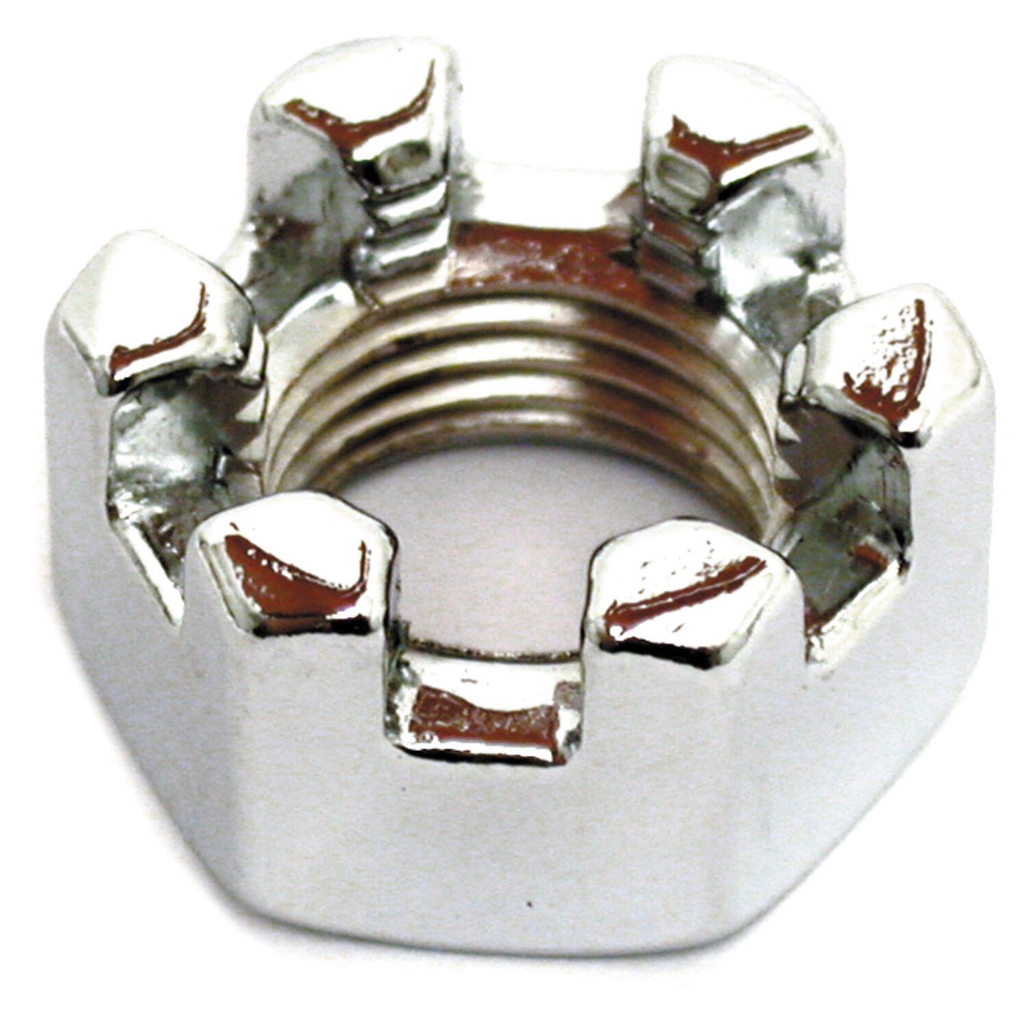Chrome castle nut, 1/2 inch-20, Silver