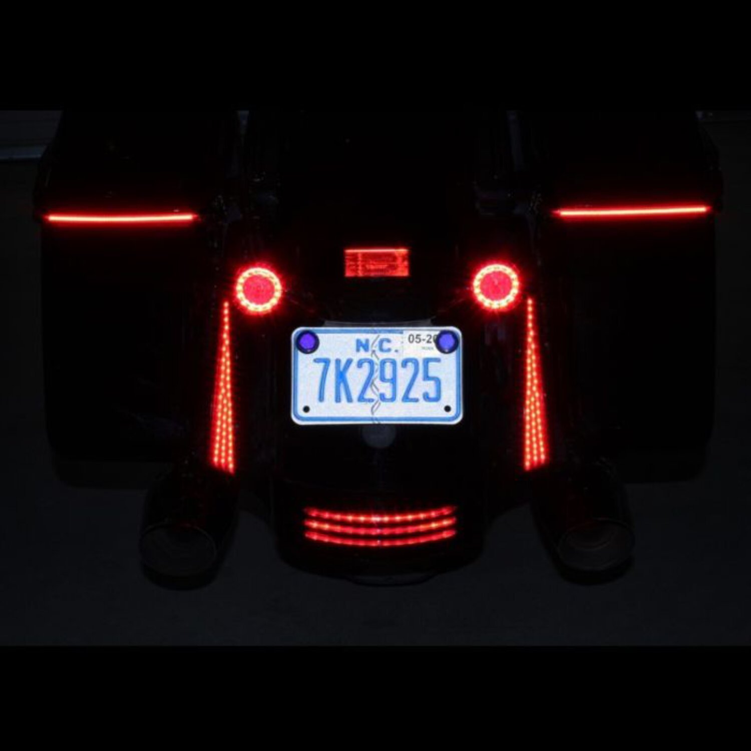 Custom Dynamics, Fascia LED rear panels for Touring, Red, Chrome