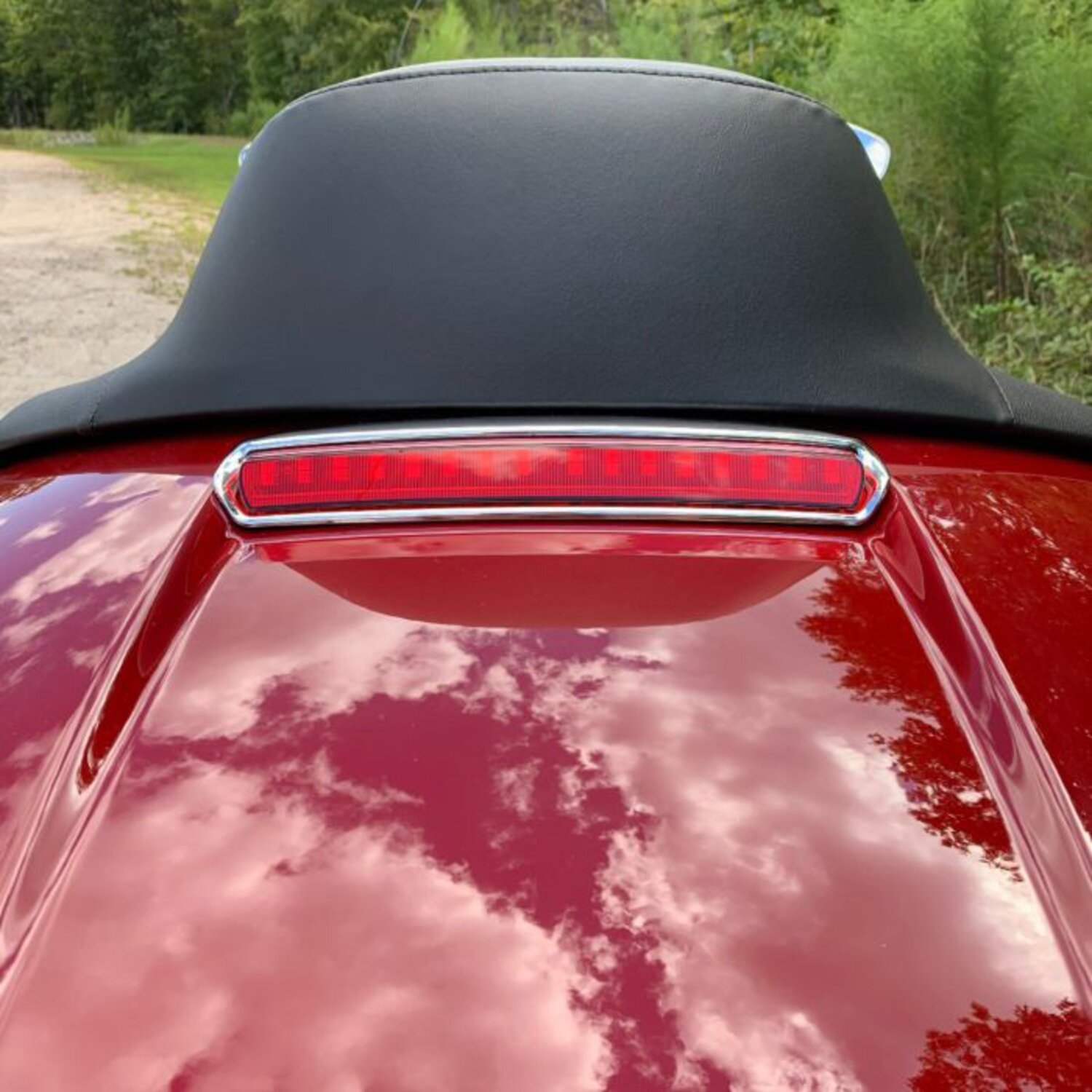 Custom Dynamics, Tour-Pak® lid light. Chrome, red lens