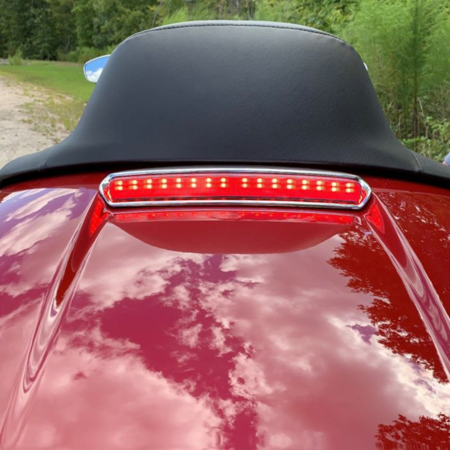 Custom Dynamics, Tour-Pak® lid light. Chrome, red lens
