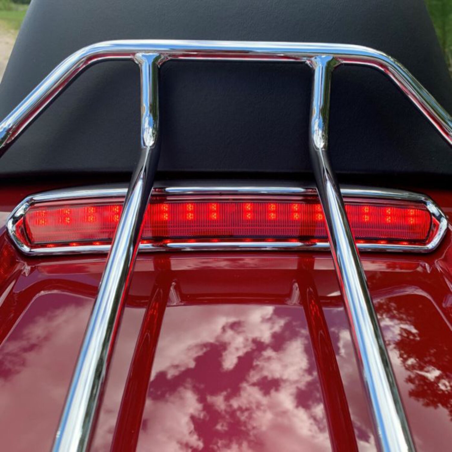 Custom Dynamics, Tour-Pak® lid light. Chrome, red lens