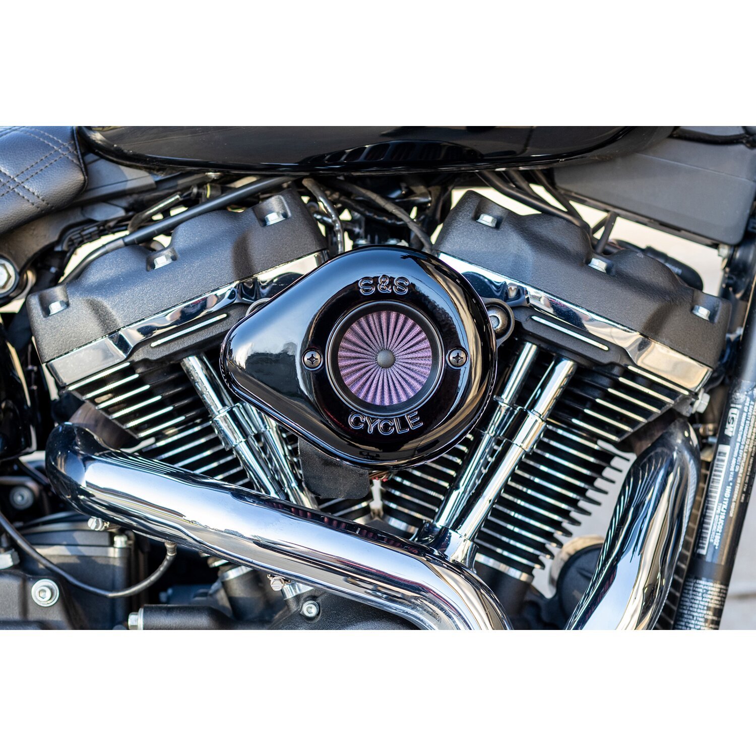 S&S, 'Air Stinger Stealth' air cleaner kit. Teardrop, Black, Matte