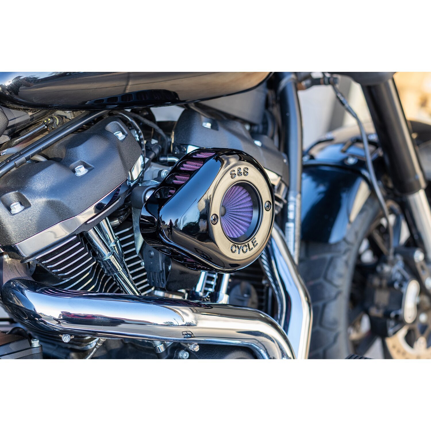S&S, 'Air Stinger Stealth' air cleaner kit. Teardrop, Black, Matte