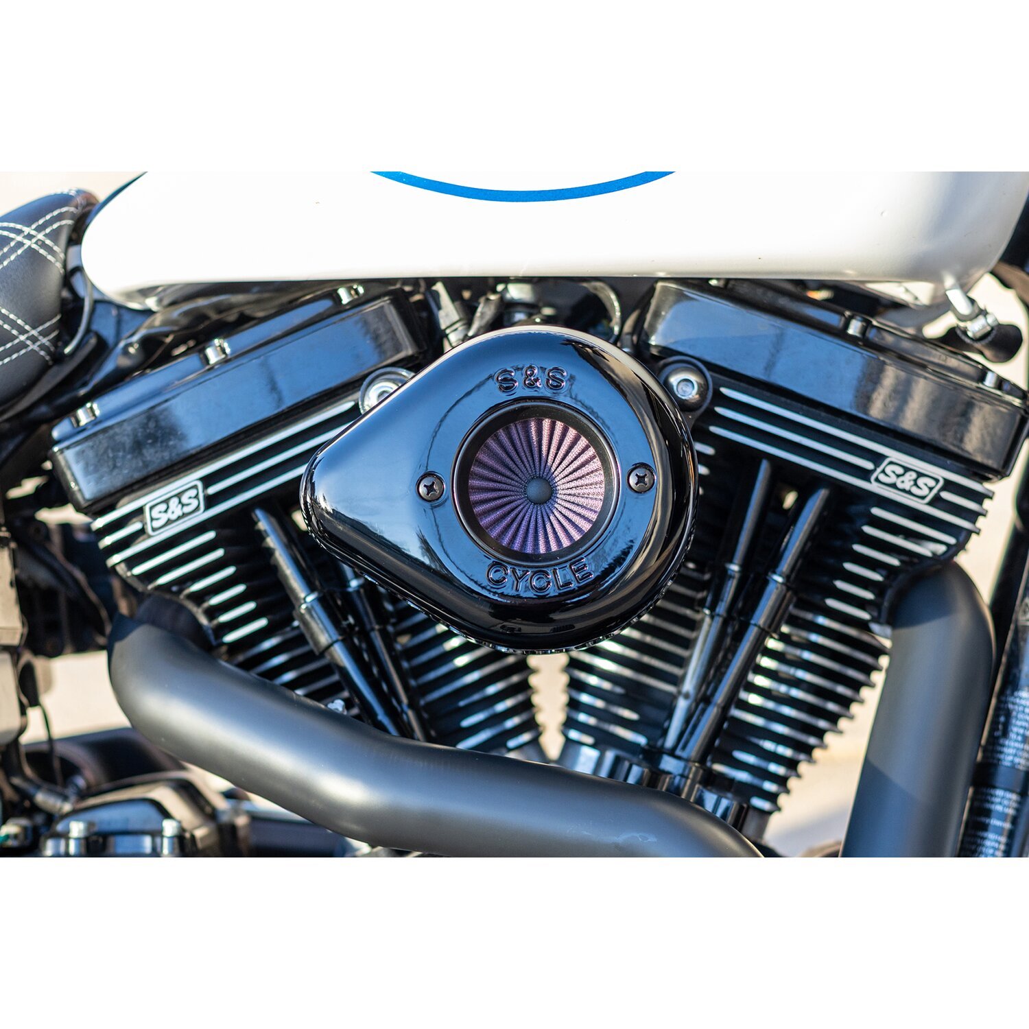 S&S, 'Air Stinger Stealth' air cleaner kit. Teardrop, Black