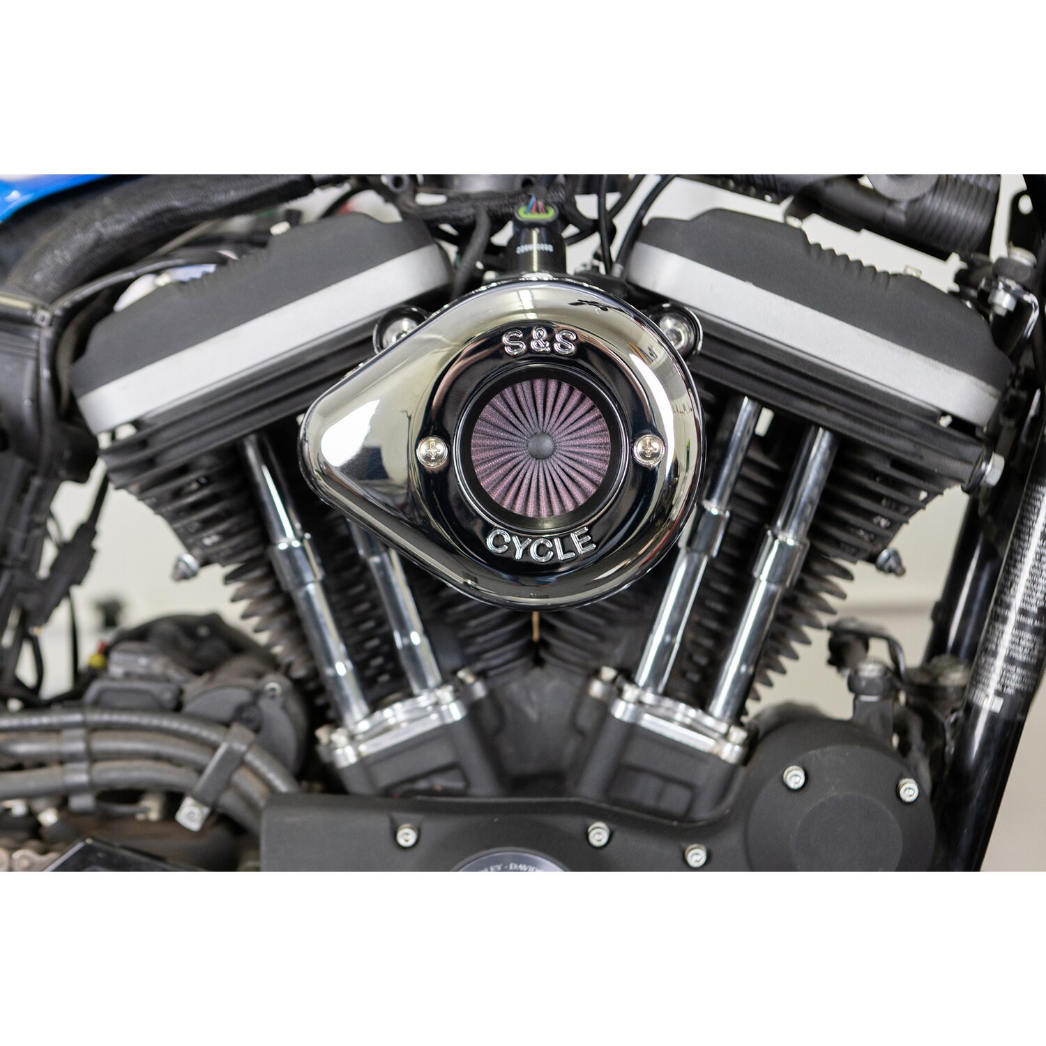 S&S, 'Air Stinger Stealth' air cleaner kit. Teardrop, Chrome