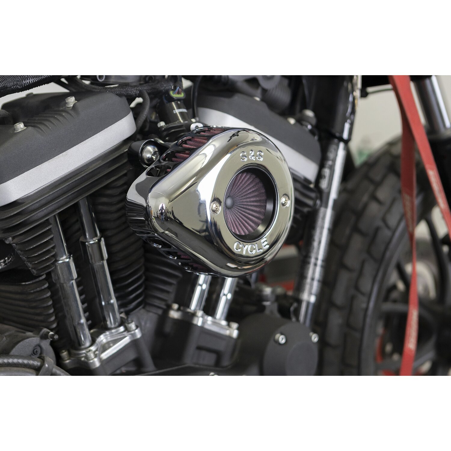 S&S, 'Air Stinger Stealth' air cleaner kit. Teardrop, Chrome