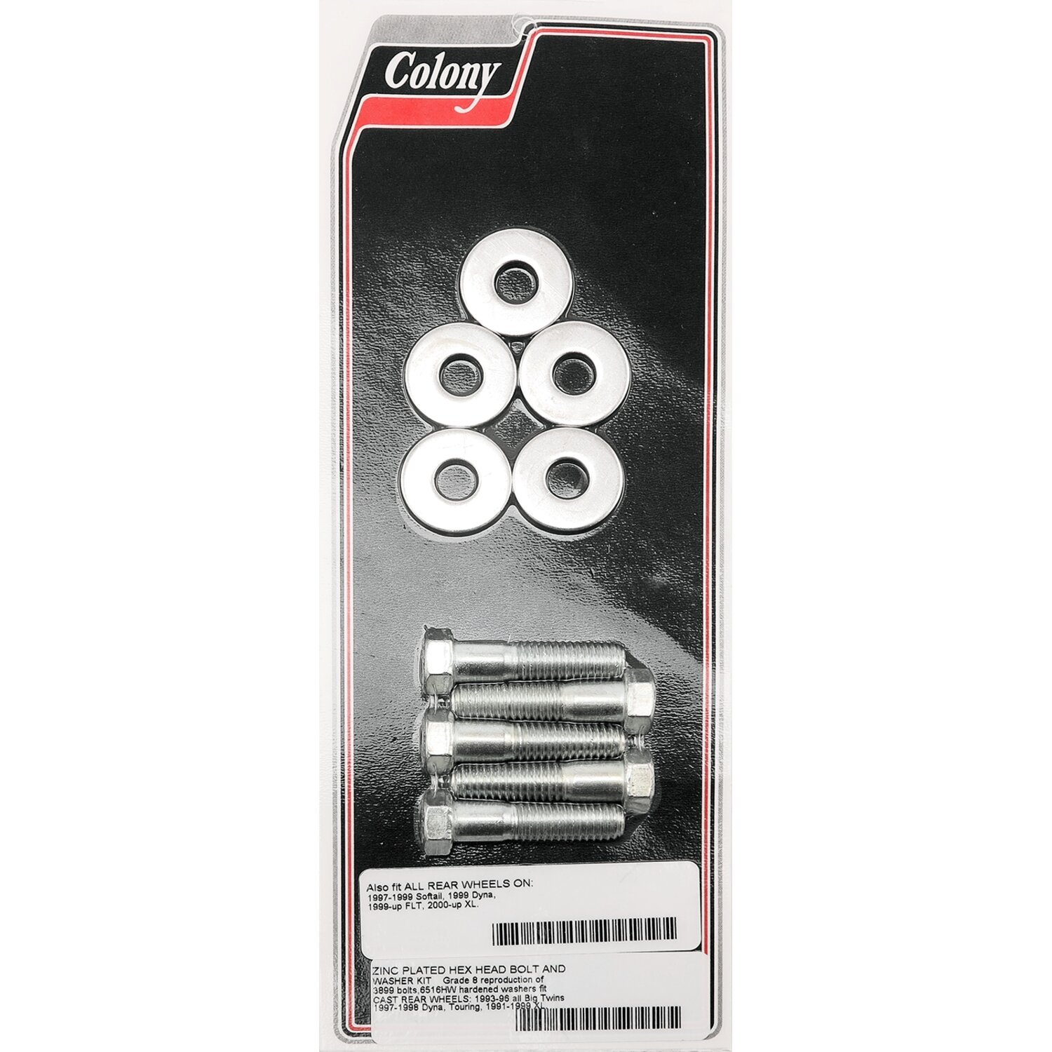 Colony, wheel pulley bolt & washer kit. Zinc plated