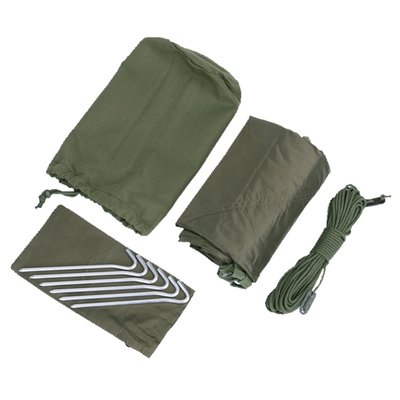 This lightweight tarp, made of polyester, has been designed for the active people in mind. In no time you can setup a temporary shelter. Dimensions: 3 x 3 meter. Consist of tarp, 6x aluminum herring and 1x rope (12m). Dimensions of the pouch: 26 x 14 cm. 