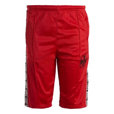 WCC Tracksuit in brushed tricot, slim fit. Ribbed cuffs, nylon full zip in front, two front pockets. Waistband with elastic inside and drawcord on pants.  West Coast Choppers logo tape in jacquard with piping applied on sleeves and on sides of pants, printed logo’s on chest and back.