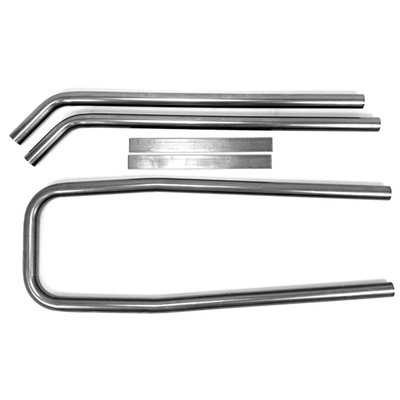 With a 'square bend' frame hoop with 90° bends. Used to modify the rear frame when installing a café racer, or similar, seat that requires frame modifications. Excellent weldable high quality steel with quality bends. Includes a 1x frame hoop (1" / 25.4mm diameter x 60cm long x 24cm max. width), 2x upright tubes (1" (25.4mm) diameter x 60cm long) and 2x support strips (25mm wide x 4mm thick x 25cm long). 

Note: See 923775 for the 'Round bend' frame hoop set.