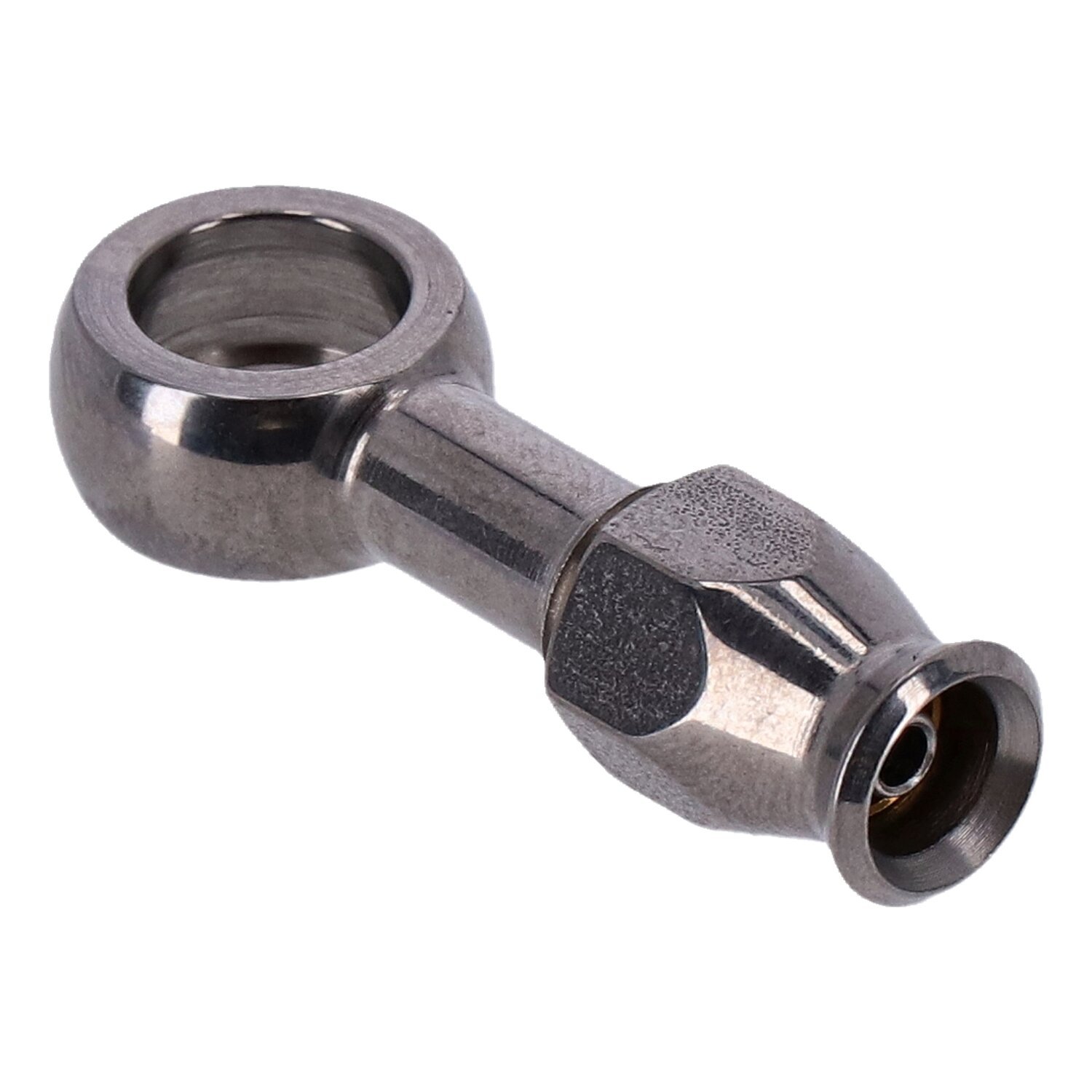 Goodridge, 3/8" (10mm) banjo fitting straight. Stainless