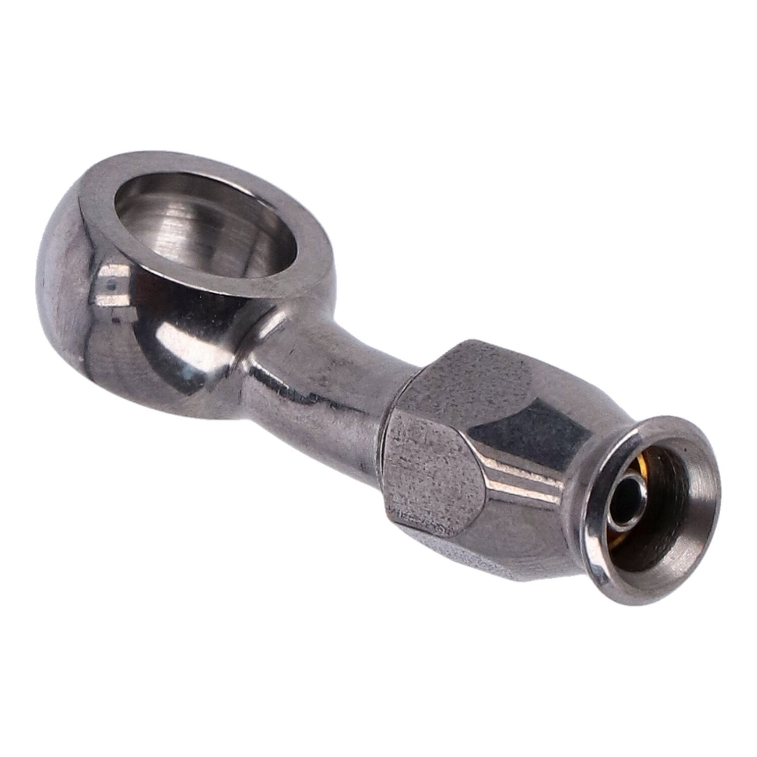 Goodridge, 3/8" (10mm) banjo fitting 20 degree bend. SS