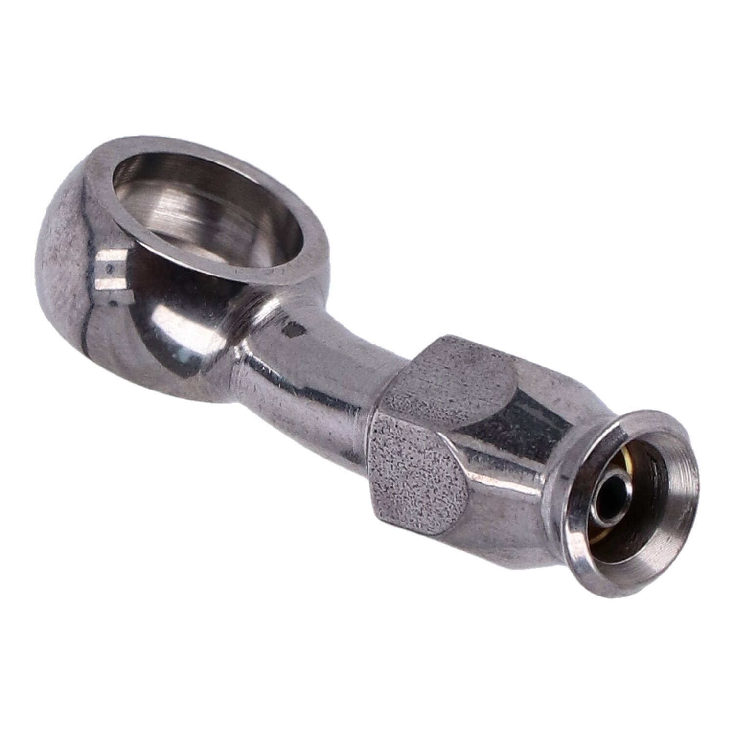 Goodridge, 7/16" (11mm) banjo fitting 20 degree bend. SS