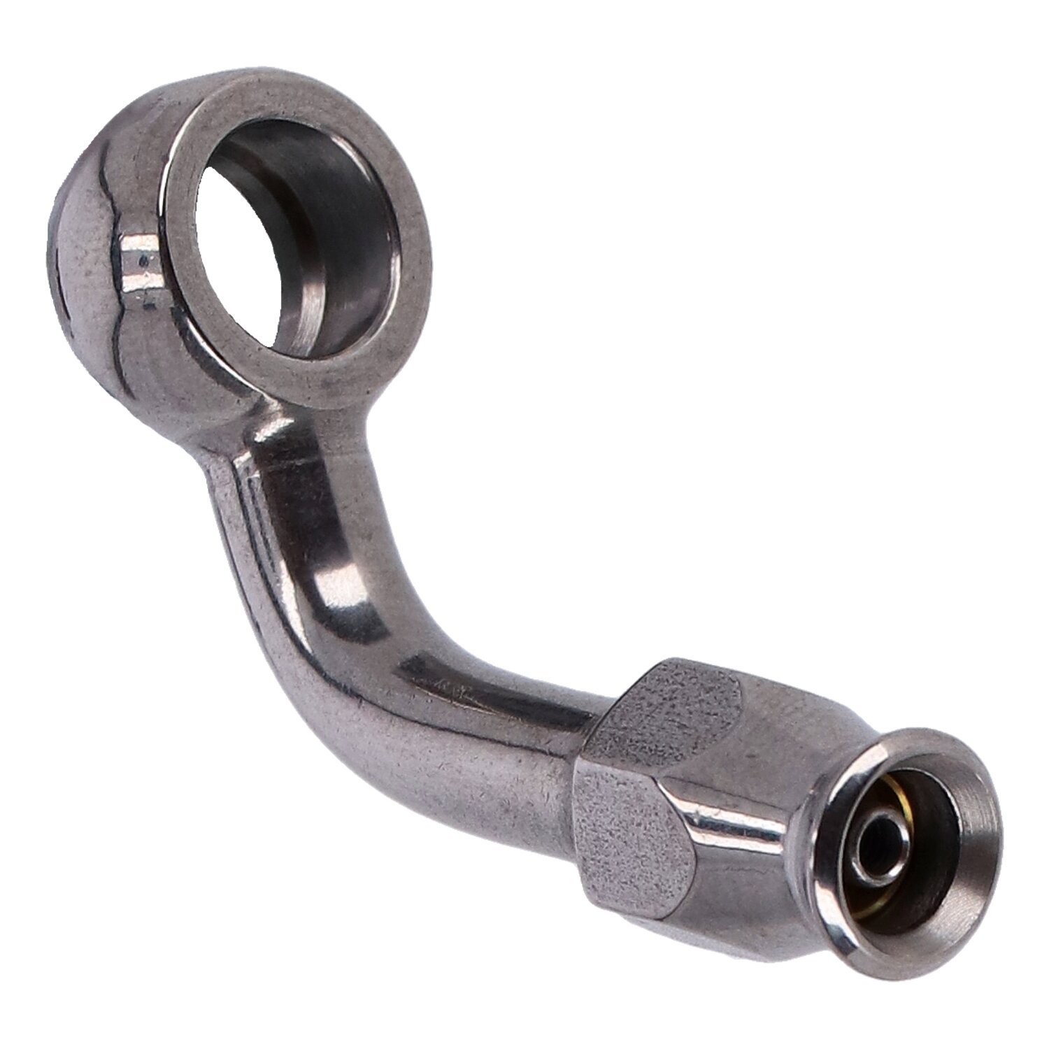 Goodridge, 3/8" (10mm) banjo fitting 70 degree bend. SS