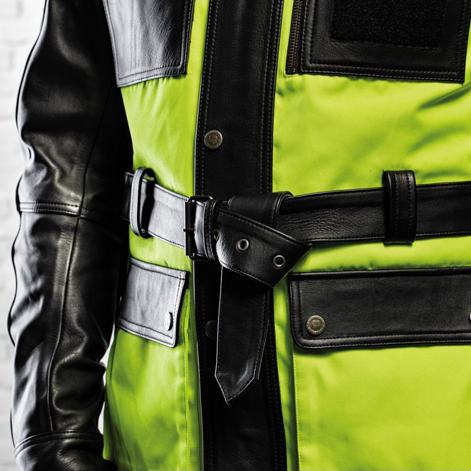 Holy Freedom Quattro Vision leather jacket, black fluo, yellow, S