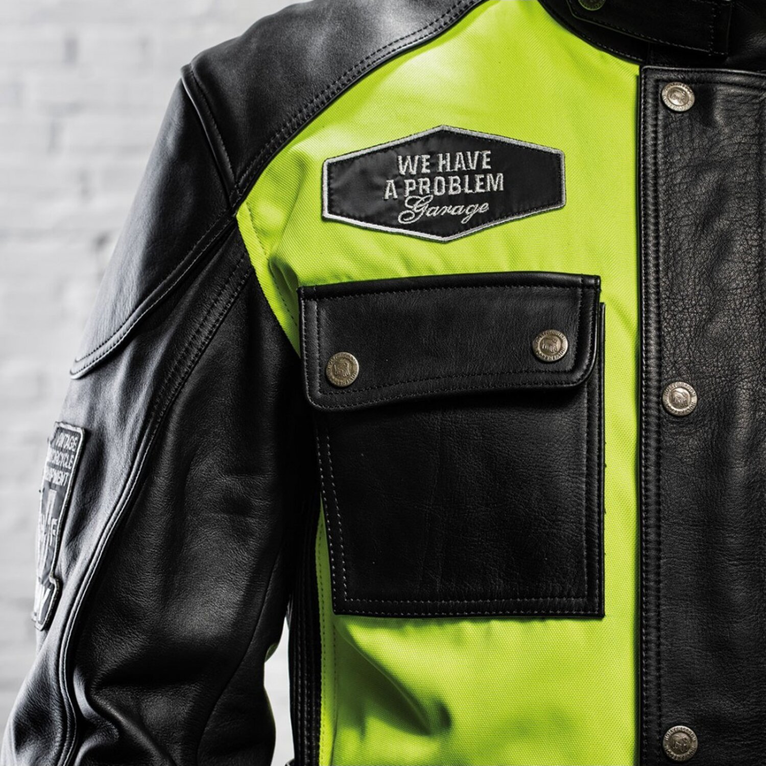 Holy Freedom Quattro Vision leather jacket, black fluo, yellow, S