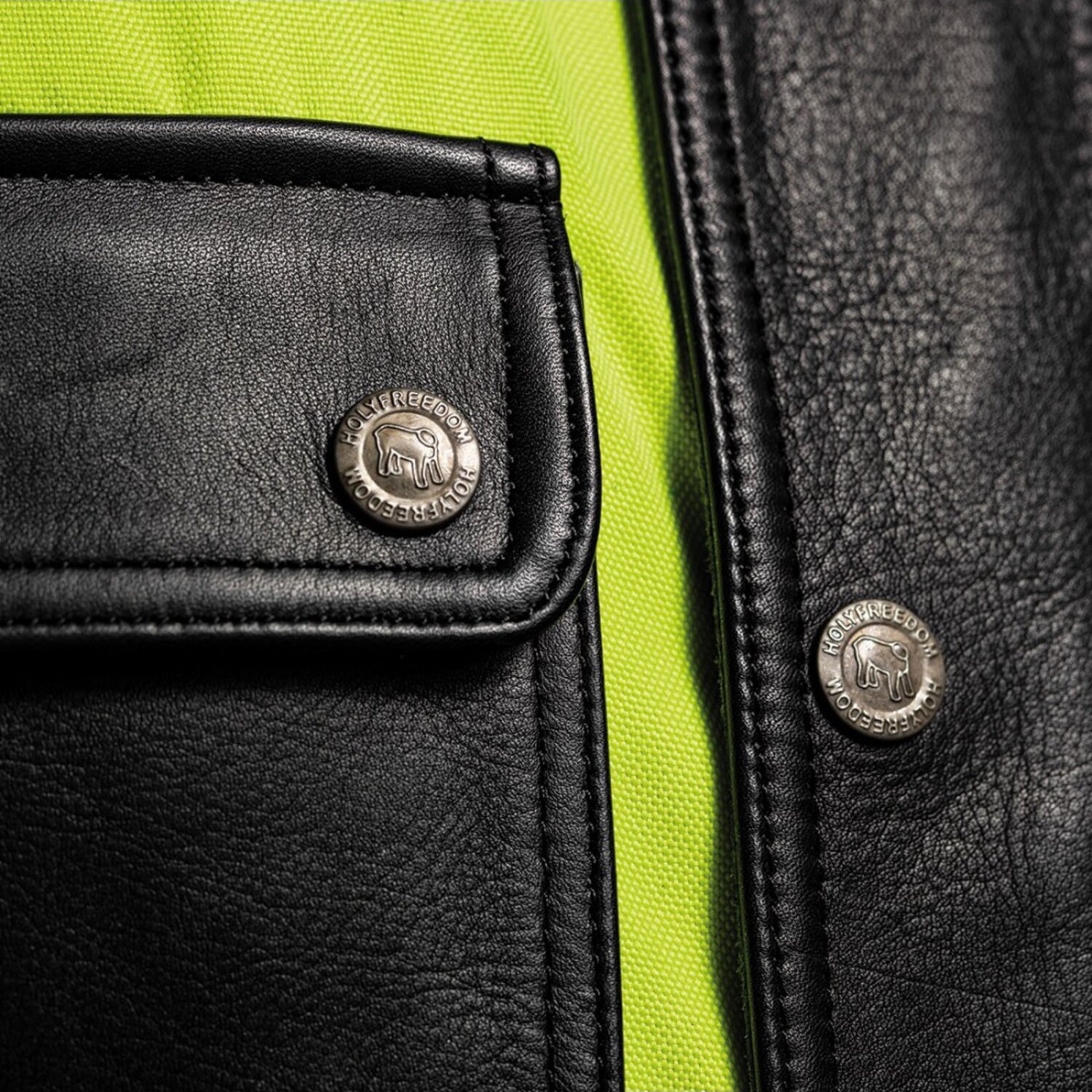Holy Freedom Quattro Vision leather jacket, black fluo, yellow, S