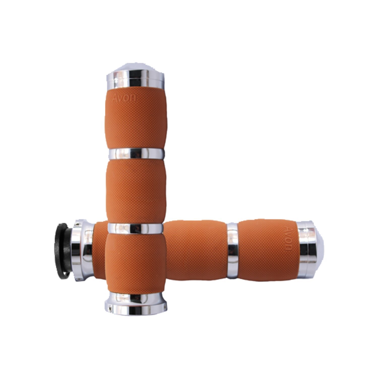 Avon air cushioned grips, chrome, tan rubber, Brown
