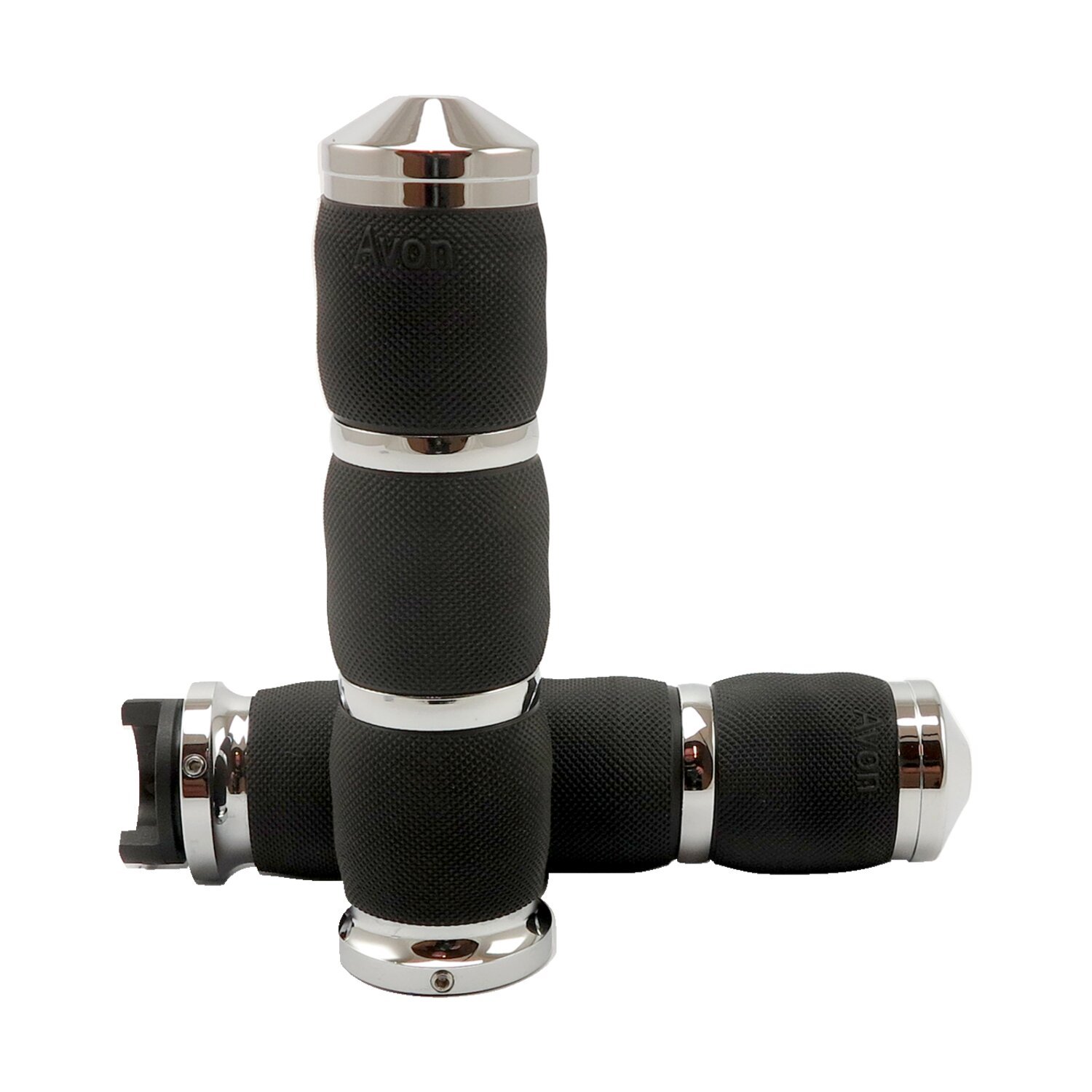Avon air cushioned grips, heated, chrome, Black