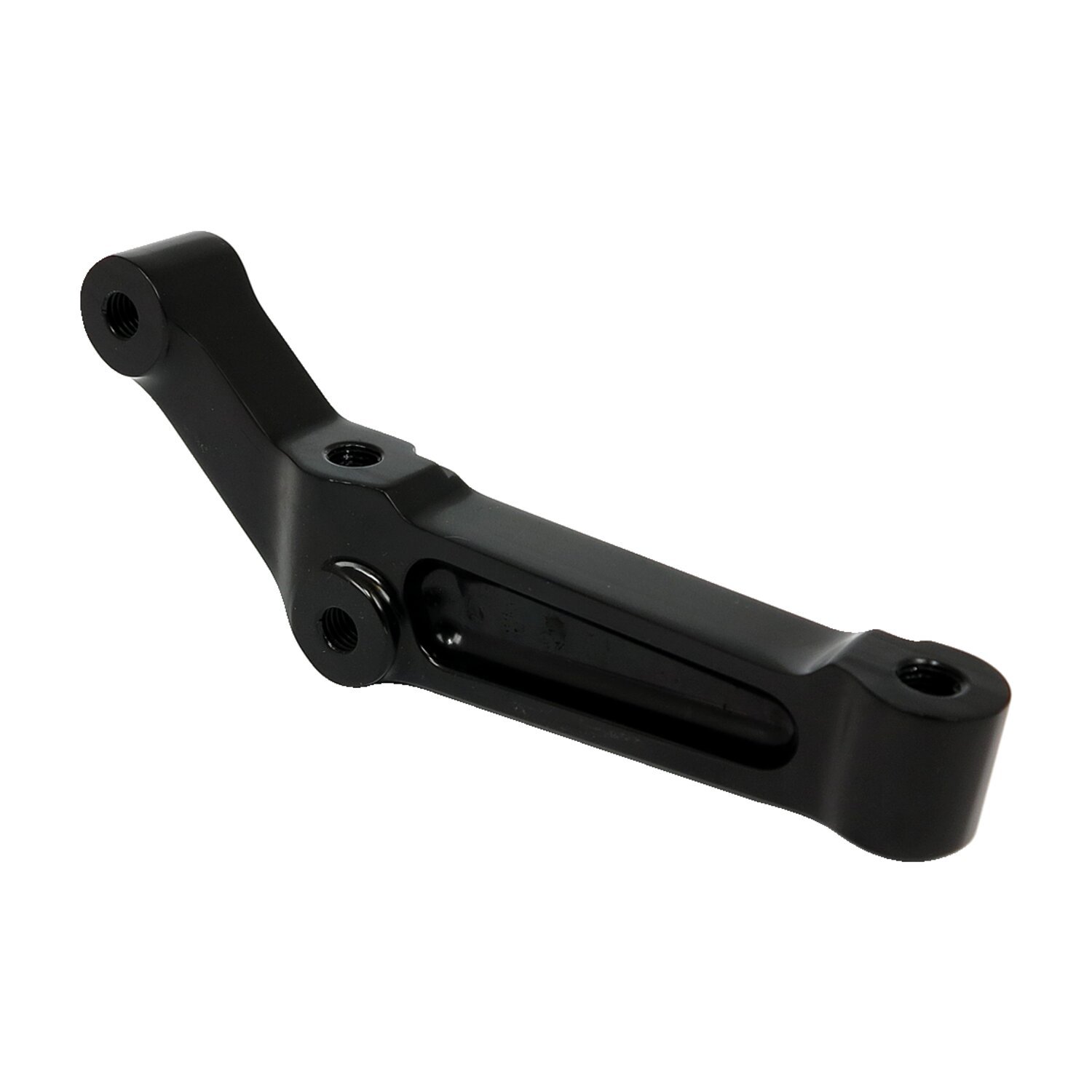 PM, Radial mount caliper bracket. Black, left front, Matte