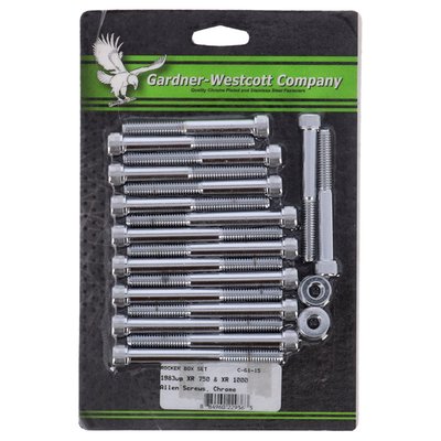 Wtih custom style allen head (socket head) bolts. Complete rocker box mounting kit with all required bolt and washers.