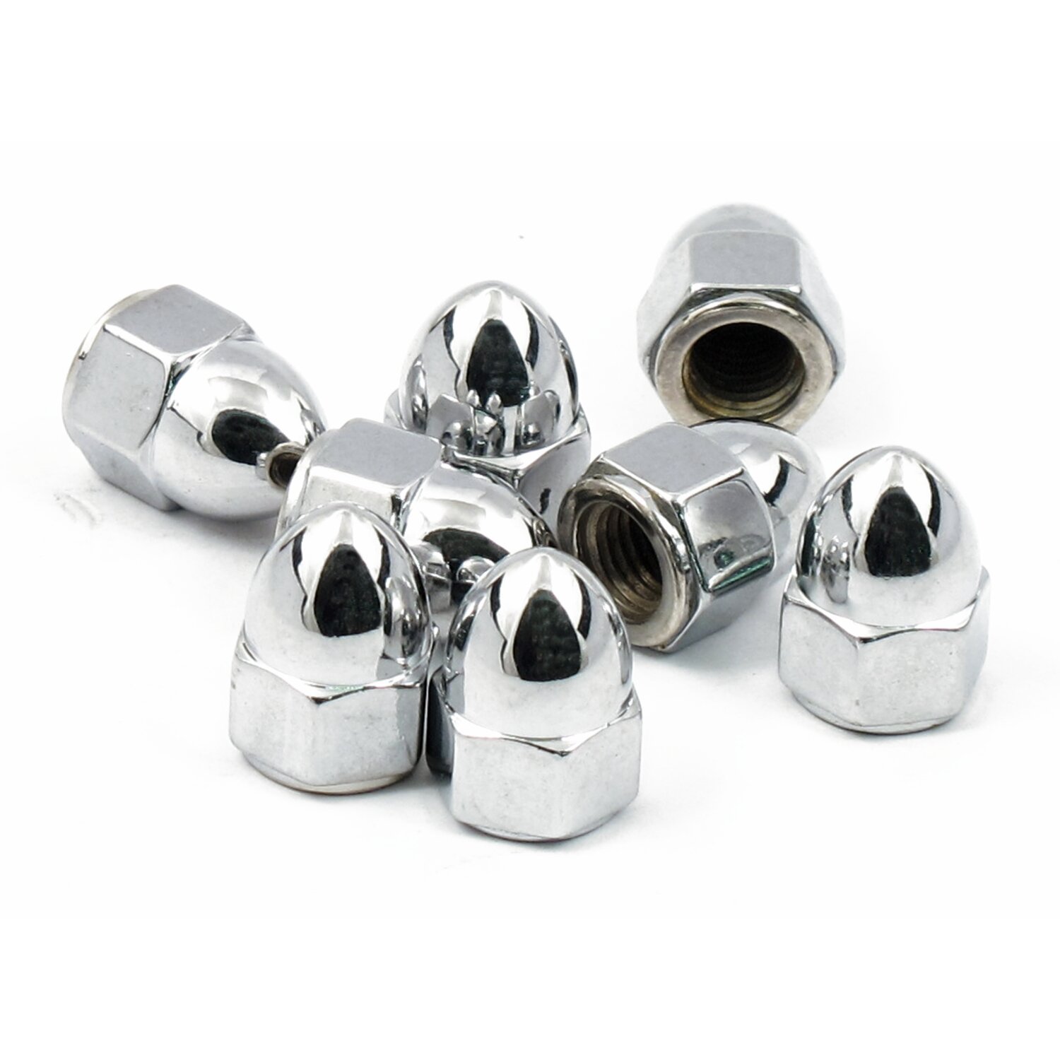 James acorn nut set, exhaust mount, Silver, Chrome