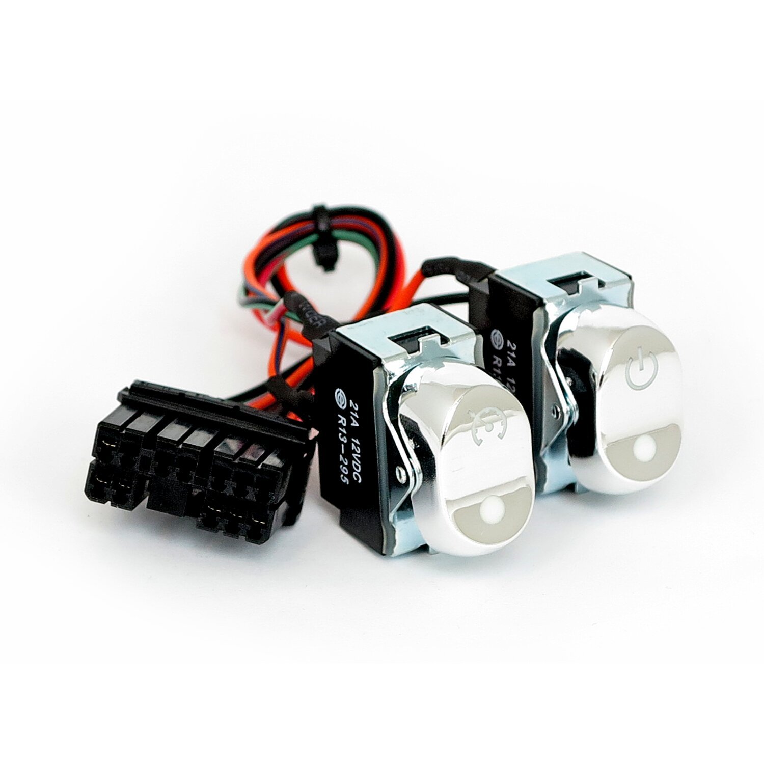 Rocker switch kit, inner fairing. cruise/acc, Black, Chrome