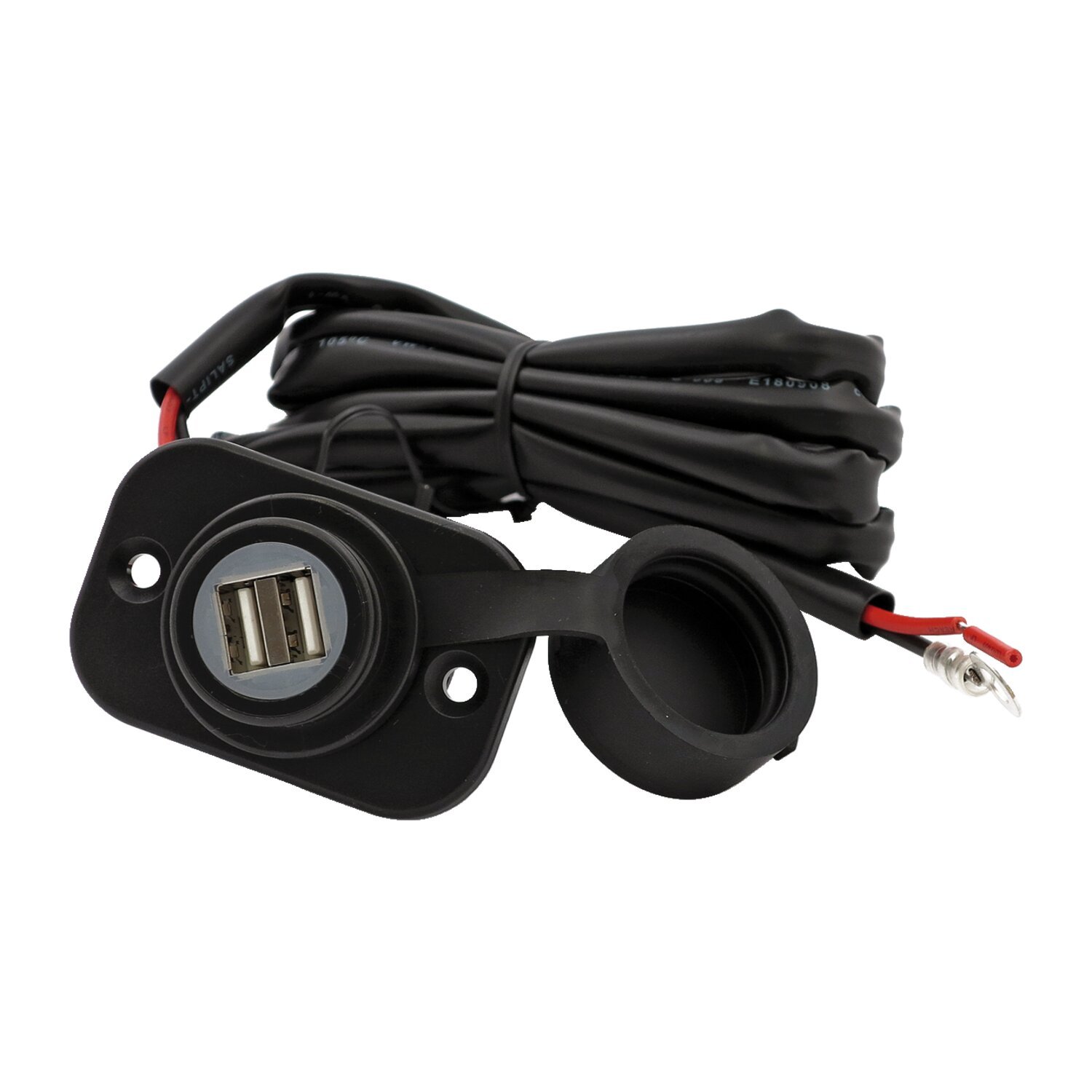 Panel mounted dual port usb charger, Black