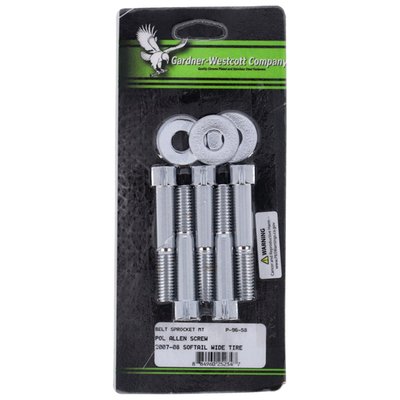 Used to mount rear belt pulleys to the wheel hub. Polished chrome allen head bolts. 
Complete with washers and nuts where applicable.