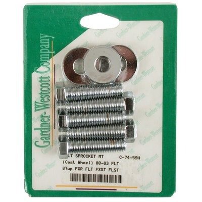 Used to mount rear belt pulleys to the wheel hub. Chrome plated hex head bolts. 
Complete with washers and nuts where applicable.
- 7/16-14 threaded
