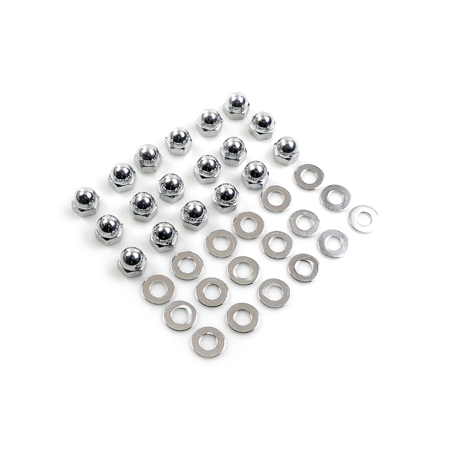GW, Shovel rocker box top nut kit. Chrome, low crown Acorn