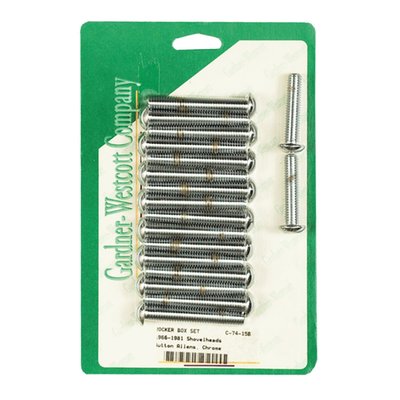 Chrome buttonhead bolts. Requires the removal of the OEM studs and drilling and tapping to 3/8"-16 thread. Washers are not included.