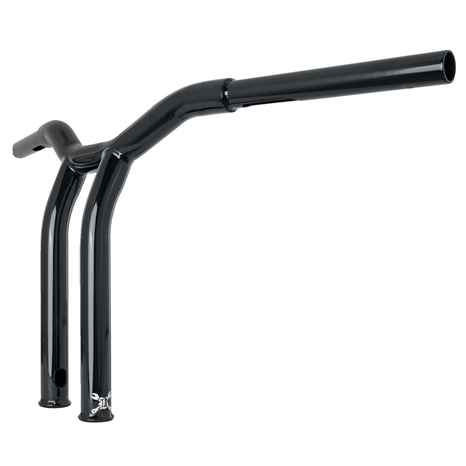 Burly, Dominator raked 1-1/4" T-bar 12" rise, Black, gloss
