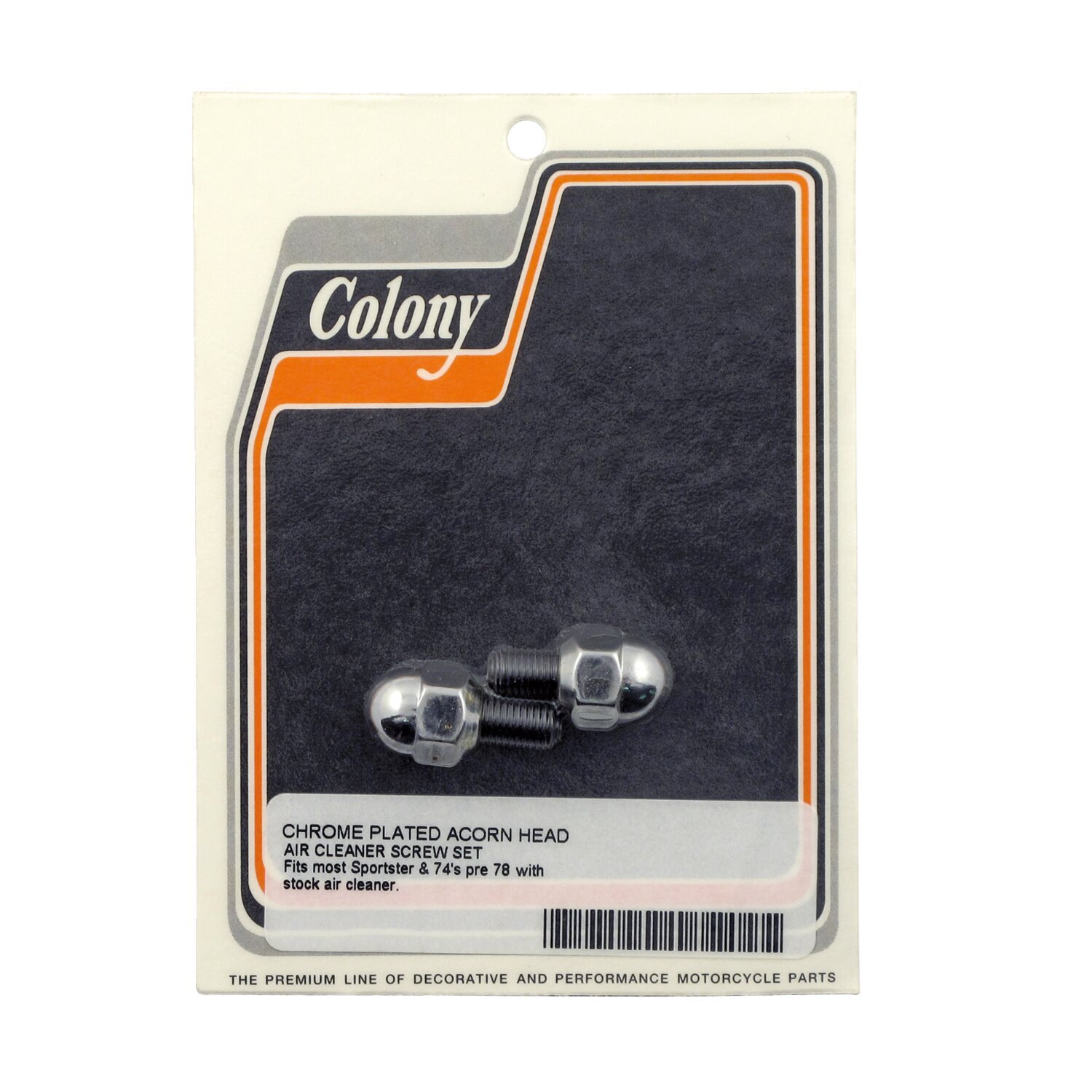 Colony, 54-78 air cleaner screws. Chrome acorn