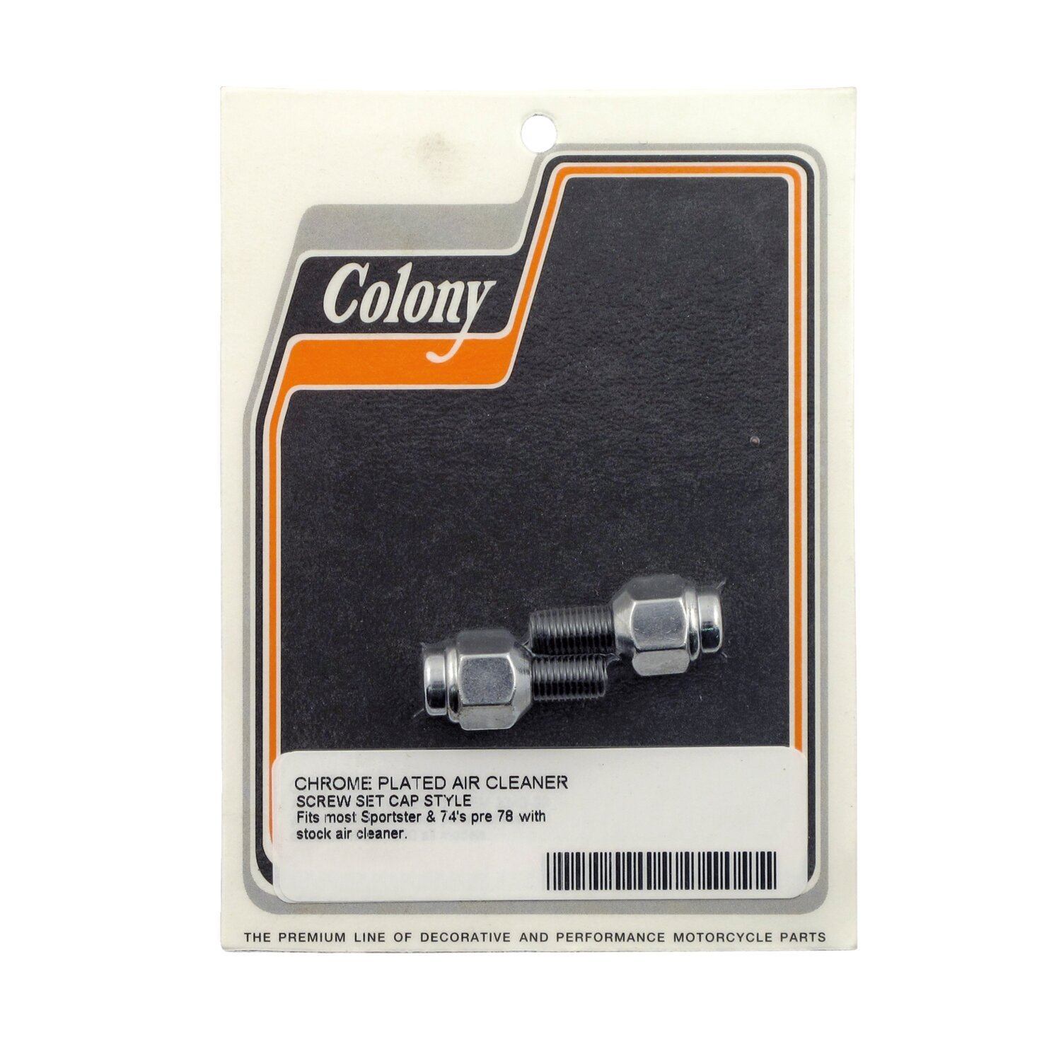 Colony, 54-78 air cleaner screws. Chrome, Cap style